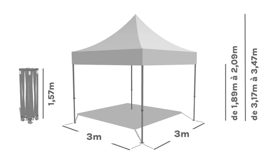 Barnum acier 3x3m - Personnalisable