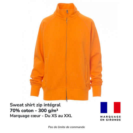 Sweat shirt zip intégral femme