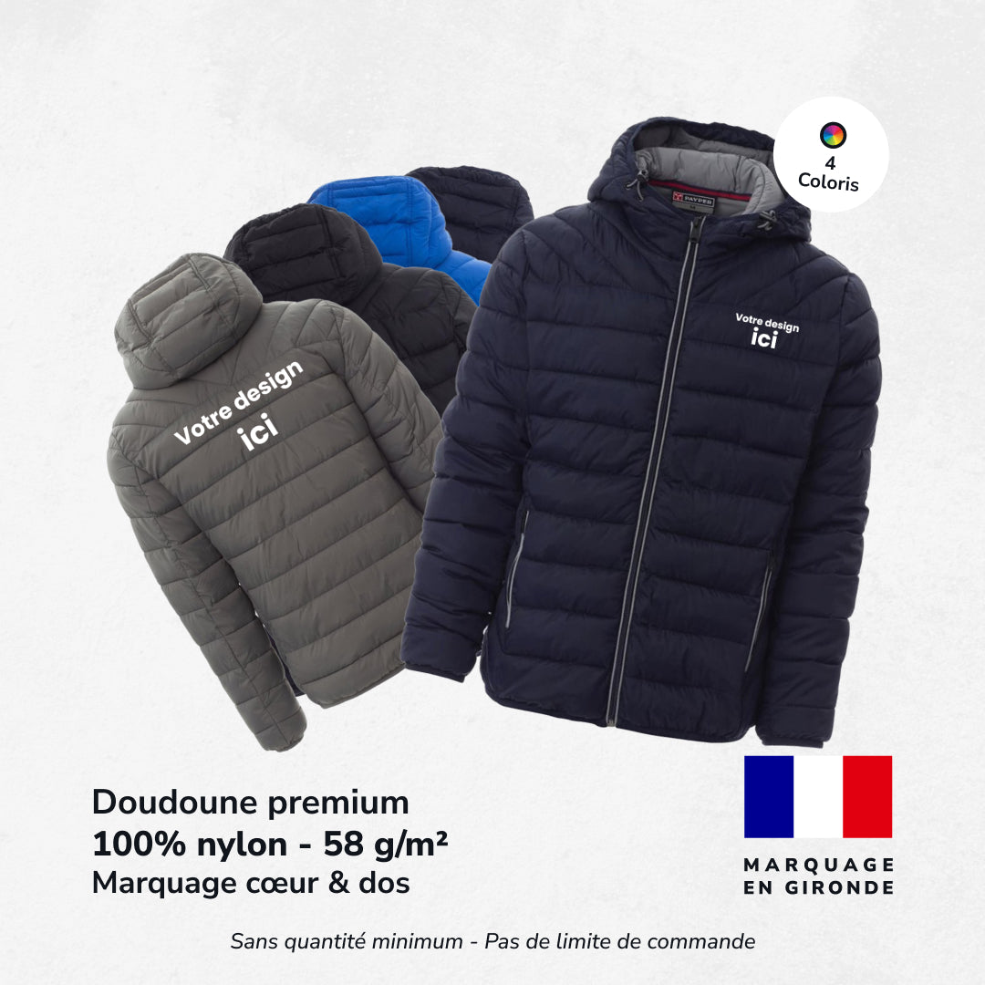 Doudoune à capuche - Marquage Cœur & Dos - Unisexe