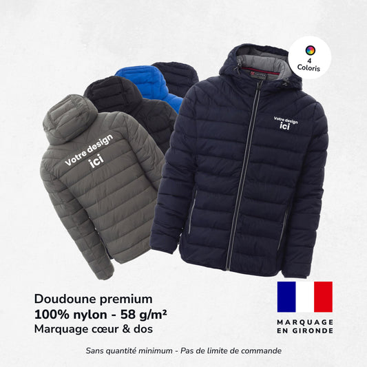 Doudoune à capuche - Marquage Cœur & Dos - Unisexe