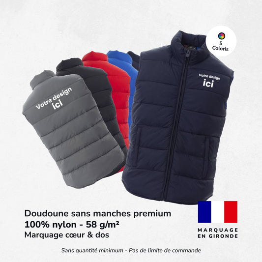 Doudoune 100 % NYLON MEMORY 320T - Marquage Cœur & Dos - Unisexe